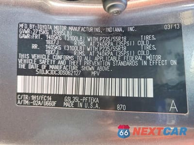 Zdjęcie 13 z 13 samochodu: 2013 TOYOTA SIENNA LE VIN:5TDJK3DC3DS062127 - miniatura