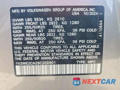 Zdjęcie 13 z 13 samochodu: 2025 VOLKSWAGEN ATLAS CROSS SPORT SE VIN:1V2WE2CA2SC202401 - miniatura