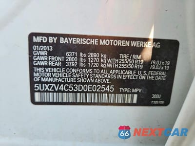 Zdjęcie 12 z 12 samochodu: 2013 BMW X5 XDRIVE35I VIN:5UXZV4C53D0E02545 - miniatura