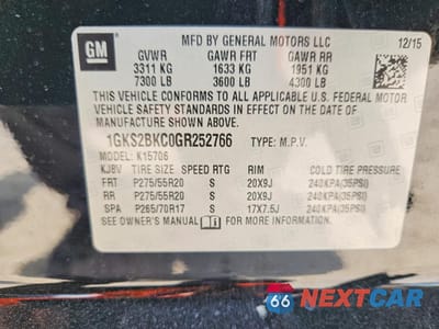 Zdjęcie 14 z 14 samochodu: 2016 GMC YUKON SLT VIN:1GKS2BKC0GR252766 - miniatura