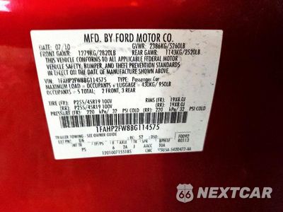 Zdjęcie 12 z 12 samochodu: 2011 FORD TAURUS LIMITED VIN:1FAHP2FW8BG114575 - miniatura