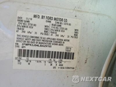 Zdjęcie 12 z 12 samochodu: 2020 FORD EDGE SEL VIN:2FMPK3J94LBA29765 - miniatura