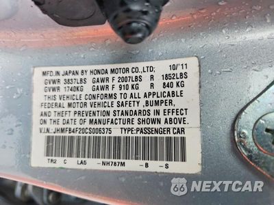 Zdjęcie 12 z 12 samochodu: 2012 HONDA CIVIC HYBRID VIN:JHMFB4F20CS006375 - miniatura