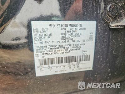 Zdjęcie 13 z 13 samochodu: 2022 FORD EXPLORER XLT VIN:1FMSK8DH5NGB54540 - miniatura