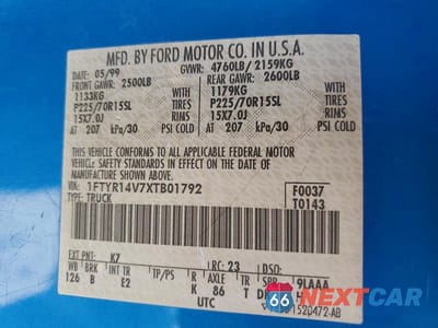 Zdjęcie 12 z 12 samochodu: 1999 FORD RANGER SUPER CAB VIN:1FTYR14V7XTB01792 - miniatura