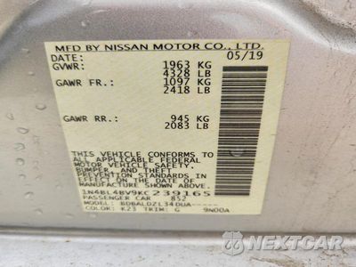 Zdjęcie 12 z 12 samochodu: 2019 NISSAN ALTIMA S VIN:1N4BL4BV9KC239165 - miniatura