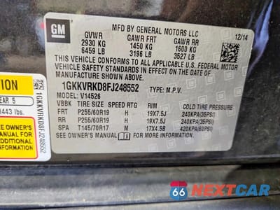Zdjęcie 13 z 13 samochodu: 2015 GMC ACADIA SLT-1 VIN:1GKKVRKD8FJ248552 - miniatura