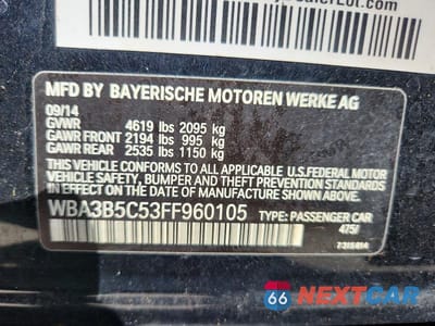 Zdjęcie 12 z 12 samochodu: 2015 BMW 328 XI SULEV VIN:WBA3B5C53FF960105 - miniatura