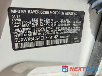 Zdjęcie 12 z 12 samochodu: 2012 BMW X3 XDRIVE28I VIN:5UXWX5C54CL728142 - miniatura