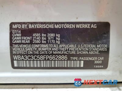 Zdjęcie 13 z 13 samochodu: 2015 BMW 320 I XDRIVE VIN:WBA3C3C58FP662886 - miniatura