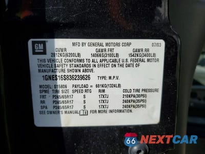 Zdjęcie 13 z 13 samochodu: 2003 CHEVROLET TRAILBLAZER EXT VIN:1GNES16S836239626 - miniatura