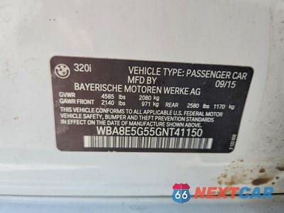 Zdjęcie 12 z 12 samochodu: 2016 BMW 320 XI VIN:WBA8E5G55GNT41150 - miniatura