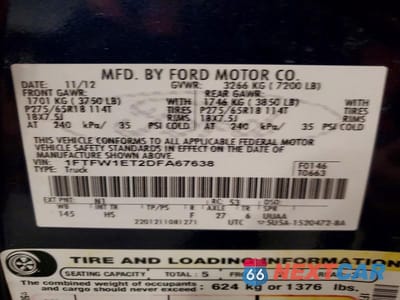 Zdjęcie 12 z 12 samochodu: 2013 FORD F150 SUPERCREW VIN:1FTFW1ET2DFA67638 - miniatura