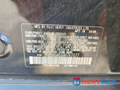 Zdjęcie 13 z 13 samochodu: 2009 SUBARU FORESTER 2.5X LIMITED VIN:JF2SH64699H761077 - miniatura