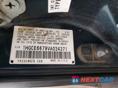 Zdjęcie 12 z 12 samochodu: 1997 HONDA ACCORD EX VIN:1HGCE6679VA024371 - miniatura