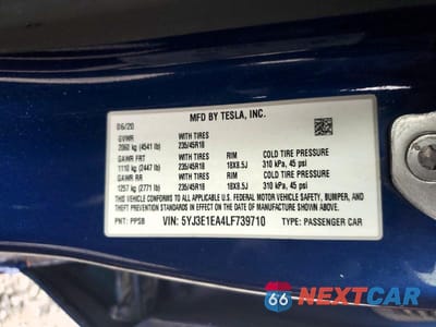 Zdjęcie 12 z 12 samochodu: 2020 TESLA MODEL 3 VIN:5YJ3E1EA4LF739710 - miniatura