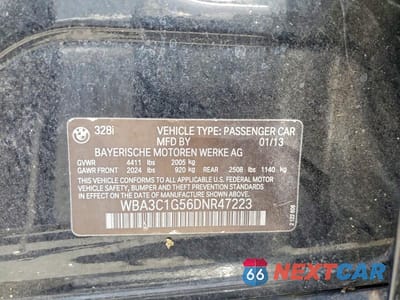 Zdjęcie 12 z 12 samochodu: 2013 BMW 328 I SULEV VIN:WBA3C1G56DNR47223 - miniatura