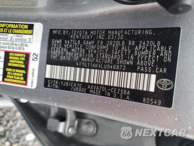 Zdjęcie 12 z 12 samochodu: 2020 TOYOTA CAMRY SE VIN:4T1G11AK4LU946872 - miniatura