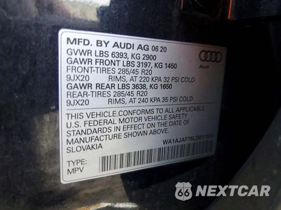 Zdjęcie 13 z 13 samochodu: 2020 AUDI Q7 PREMIUM VIN:WA1AJAF76LD011524 - miniatura