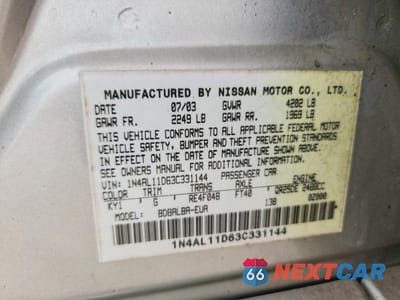 Zdjęcie 12 z 12 samochodu: 2003 NISSAN ALTIMA BASE/S/SL VIN:1N4AL11D63C331144 - miniatura