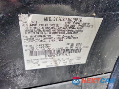 Zdjęcie 13 z 13 samochodu: 2011 FORD TAURUS SHO VIN:1FAHP2KT7BG162872 - miniatura