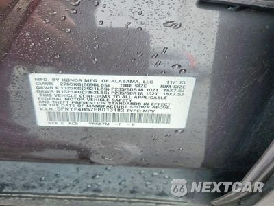 Zdjęcie 13 z 13 samochodu: 2014 HONDA PILOT EXL VIN:5FNYF4H57EB013183 - miniatura