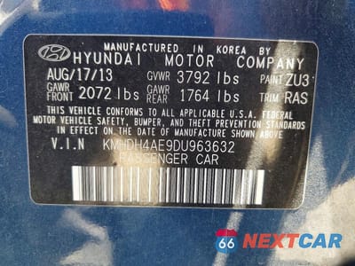 Zdjęcie 13 z 13 samochodu: 2013 HYUNDAI ELANTRA LIMITED VIN:KMHDH4AE9DU963632 - miniatura