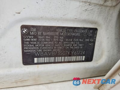Zdjęcie 12 z 12 samochodu: 2007 BMW 335 I VIN:WBAVB73507KY61724 - miniatura