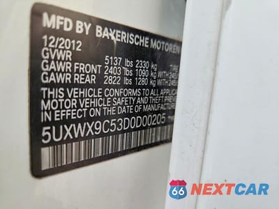 Zdjęcie 13 z 13 samochodu: 2013 BMW X3 XDRIVE28I VIN:5UXWX9C53D0D00205 - miniatura