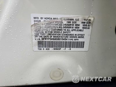 Zdjęcie 13 z 13 samochodu: 2016 HONDA PILOT EXL VIN:5FNYF5H68GB019494 - miniatura