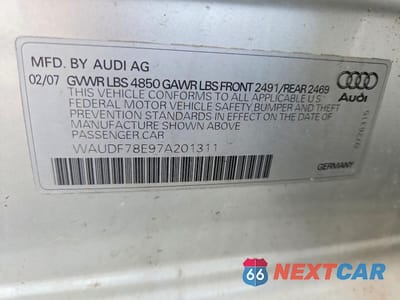 Zdjęcie 12 z 12 samochodu: 2007 AUDI A4 2.0T QUATTRO VIN:WAUDF78E97A201311 - miniatura