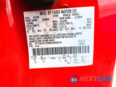Zdjęcie 12 z 12 samochodu: 2008 FORD F250 SUPER DUTY VIN:1FTNF21598ED89410 - miniatura