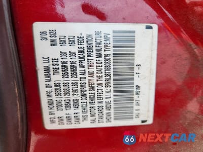 Zdjęcie 12 z 12 samochodu: 2006 HONDA ODYSSEY EXL VIN:5FNRL38776B083079 - miniatura