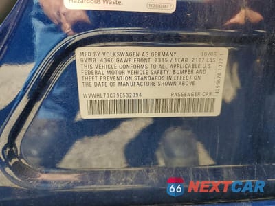 Zdjęcie 12 z 12 samochodu: 2009 VOLKSWAGEN CC LUXURY VIN:WVWHL73C79E532094 - miniatura