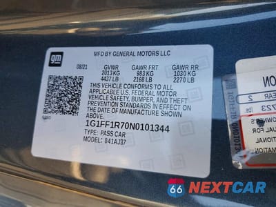 Zdjęcie 12 z 12 samochodu: 2022 CHEVROLET CAMARO LT1 VIN:1G1FF1R70N0101344 - miniatura