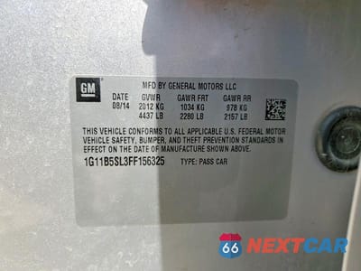 Zdjęcie 12 z 12 samochodu: 2015 CHEVROLET MALIBU LS VIN:1G11B5SL3FF156325 - miniatura