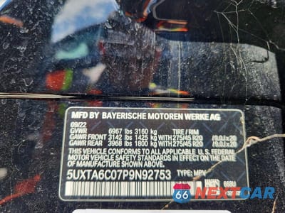 Zdjęcie 12 z 12 samochodu: 2023 BMW X5 XDRIVE45E VIN:5UXTA6C07P9N92753 - miniatura