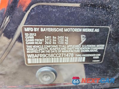 Zdjęcie 12 z 12 samochodu: 2012 BMW 550 I VIN:WBAFR9C58CC271478 - miniatura