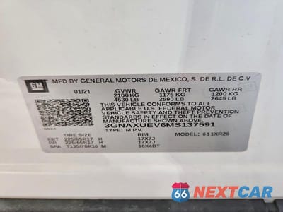 Zdjęcie 13 z 13 samochodu: 2021 CHEVROLET EQUINOX LT VIN:3GNAXUEV6MS137591 - miniatura