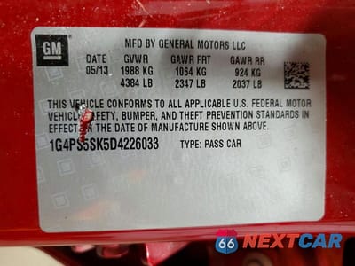 Zdjęcie 13 z 13 samochodu: 2013 BUICK VERANO VIN:1G4PS5SK5D4226033 - miniatura