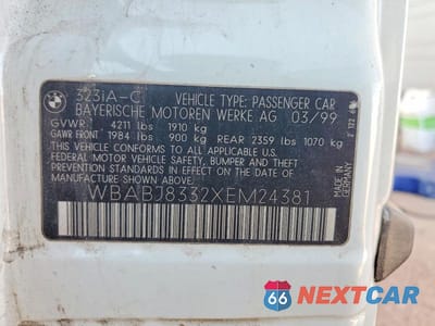 Zdjęcie 12 z 12 samochodu: 1999 BMW 323 IC AUTOMATIC VIN:WBABJ8332XEM24381 - miniatura