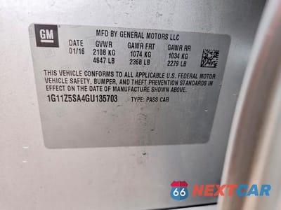 Zdjęcie 12 z 12 samochodu: 2016 CHEVROLET IMPALA LS VIN:1G11Z5SA4GU135703 - miniatura