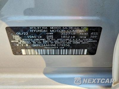 Zdjęcie 12 z 12 samochodu: 2022 HYUNDAI ACCENT SE VIN:3KPC24A6XNE179356 - miniatura