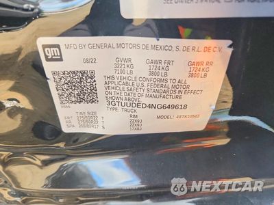 Zdjęcie 12 z 12 samochodu: 2022 GMC SIERRA K1500 SLT VIN:3GTUUDED4NG649618 - miniatura