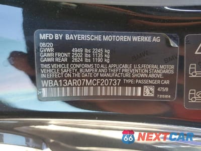 Zdjęcie 13 z 13 samochodu: 2021 BMW M440XI VIN:WBA13AR07MCF20737 - miniatura