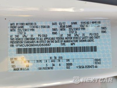 Zdjęcie 13 z 13 samochodu: 2017 FORD ESCAPE SE VIN:1FMCU9G90HUD53557 - miniatura