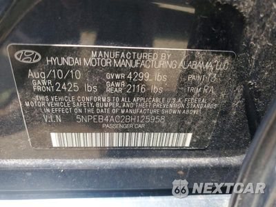 Zdjęcie 12 z 12 samochodu: 2011 HYUNDAI SONATA GLS VIN:5NPEB4AC2BH125958 - miniatura