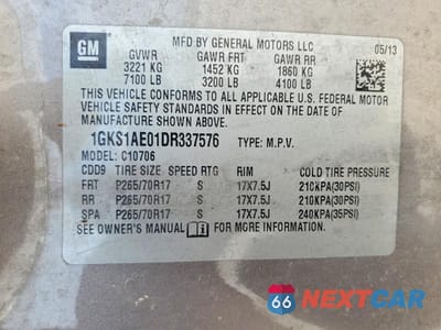 Zdjęcie 13 z 13 samochodu: 2013 GMC YUKON SLE VIN:1GKS1AE01DR337576 - miniatura