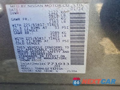 Zdjęcie 13 z 13 samochodu: 2014 NISSAN ROGUE SV VIN:5N1AT2MV1EC771033 - miniatura