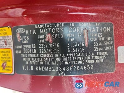 Zdjęcie 13 z 13 samochodu: 2008 KIA SEDONA LX VIN:KNDMB233486264652 - miniatura
